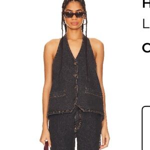 LIONESS HILLS HALTER TOP CHARCOAL - Denim - size M